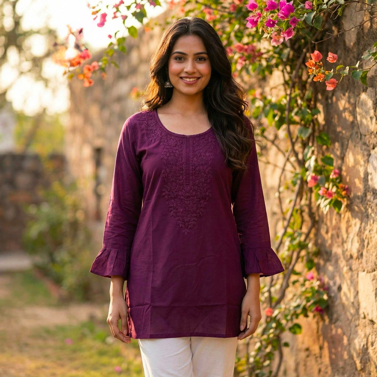 Cotton Embroidered Short Kurti