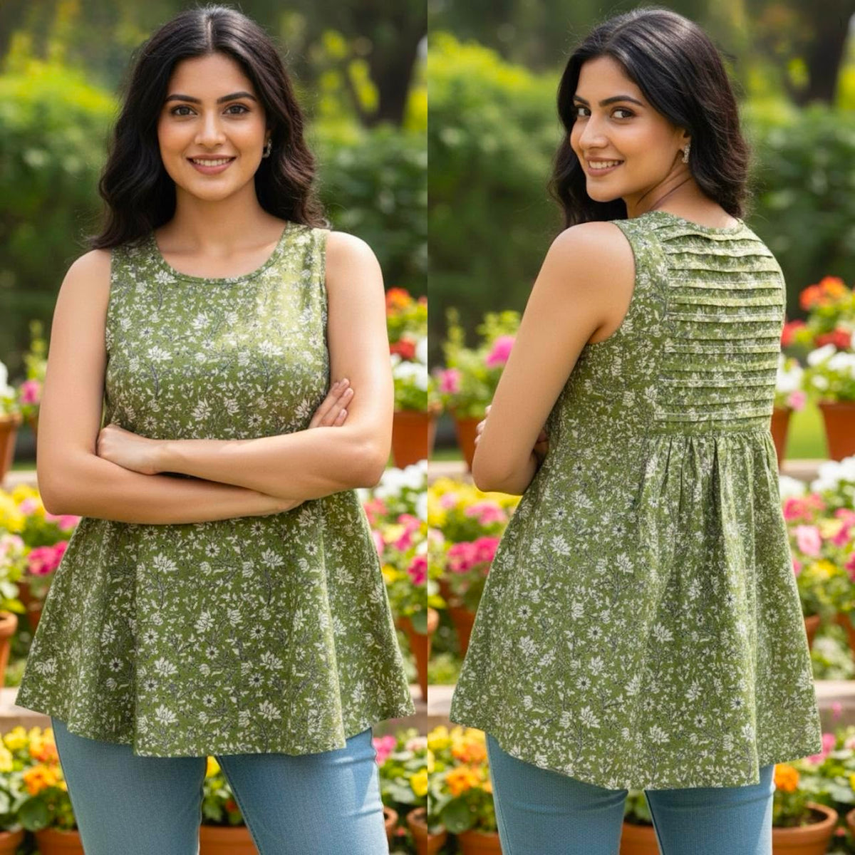 Cotton Printed Sleeveless Top