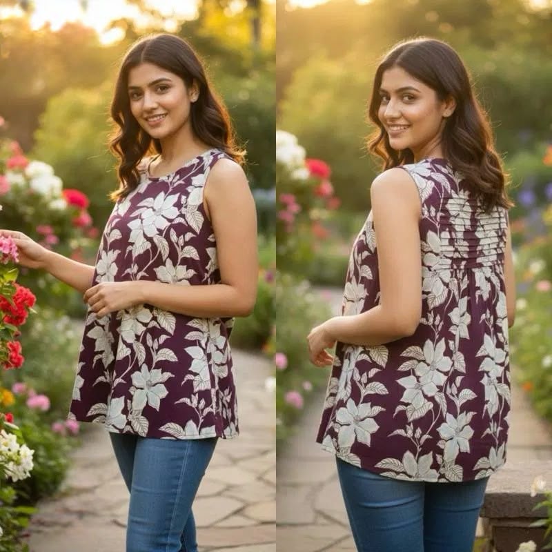 Cotton Printed Sleeveless Top