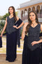 Midnight Blue Embroidered Lehenga Set with Peplum Blouse & Dupatta