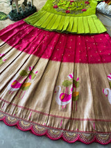 Banaras Lehenga Choli Set with Embroidered Peplum Blouse