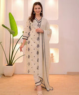 Minimal Embroidered Cotton Suit Set – Effortless Everyday Elegance