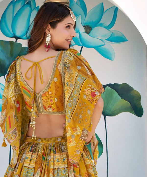 Mustard Radiance Printed Lehenga Set