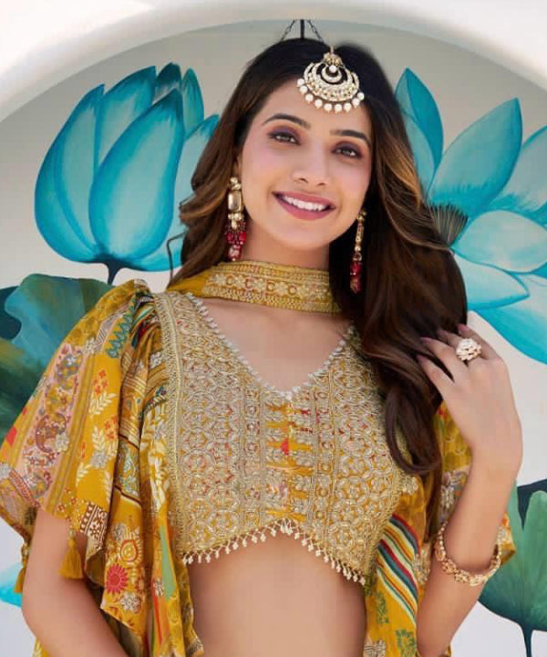 Mustard Radiance Printed Lehenga Set