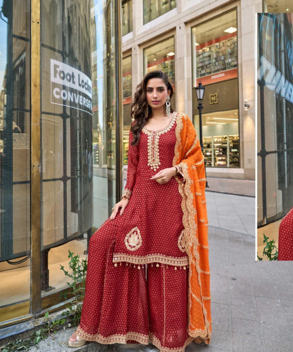 Embroidered Palazzo Set