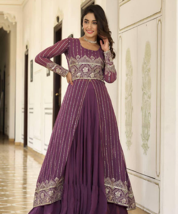 Regal Layered Jacket Skirt Set