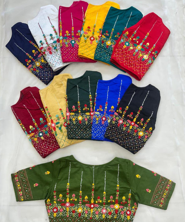Traditional Floral Embroidered Saree Blouse