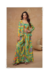 Vibrant Printed Jacket & Palazzo Set