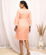 Peach Embroidered Cotton Dress