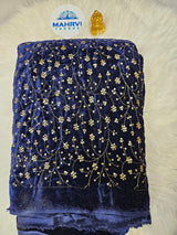 Embroidered Velvet Fabric | Sequin Floral Vine Design | Luxury Velvet for Bridal & Festive Wear