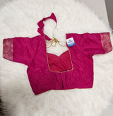 Pink Designer Blouse with Royal Purple Banarasi Saree – Elegant Festive Saree Set