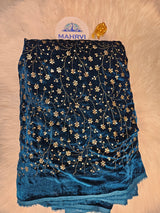 Embroidered Velvet Fabric | Sequin Floral Vine Design | Luxury Velvet for Bridal & Festive Wear