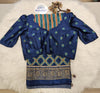 Navy Blue Puff Sleeve Designer Blouse with Heritage Print Saree – Elegant Ethnic Saree Set