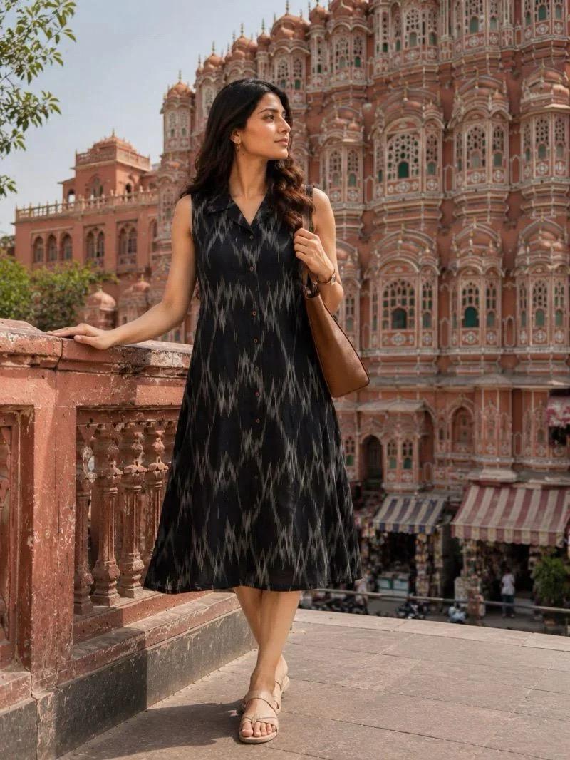 Women’s Sleeveless Printed Shirt Dress