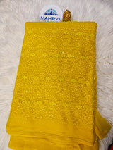 Floral Embroidered Sequin Mesh Lace Fabric | Soft Net Fabric by the Yard | Dress, Saree & Lehenga Material | Multiple Colors