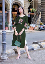Women’s Embroidered Straight Kurti – Multiple Colors