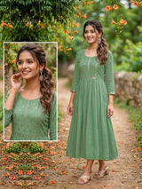 Women's Embroidered Anarkali Dress – Elegant Flared Ethnic Wear