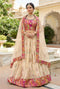 Cream Floral Printed Lehenga Set with Multicolor Embroidered Blouse and Dupatta