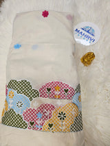 Premium Embroidered Cotton Fabric| Nature-Inspired Border Design | Soft Cotton Fabric for Ethnic & DIY Sewing