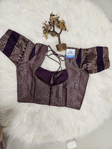 Purple Banarasi Designer Blouse with Matching Purple Saree – Traditional Woven Saree Set