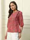 Coral Pink Paisley Printed Peplum Kurti