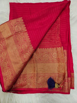 Royal Purple Designer Blouse with Pink Banarasi Saree – Traditional Silk Saree Set