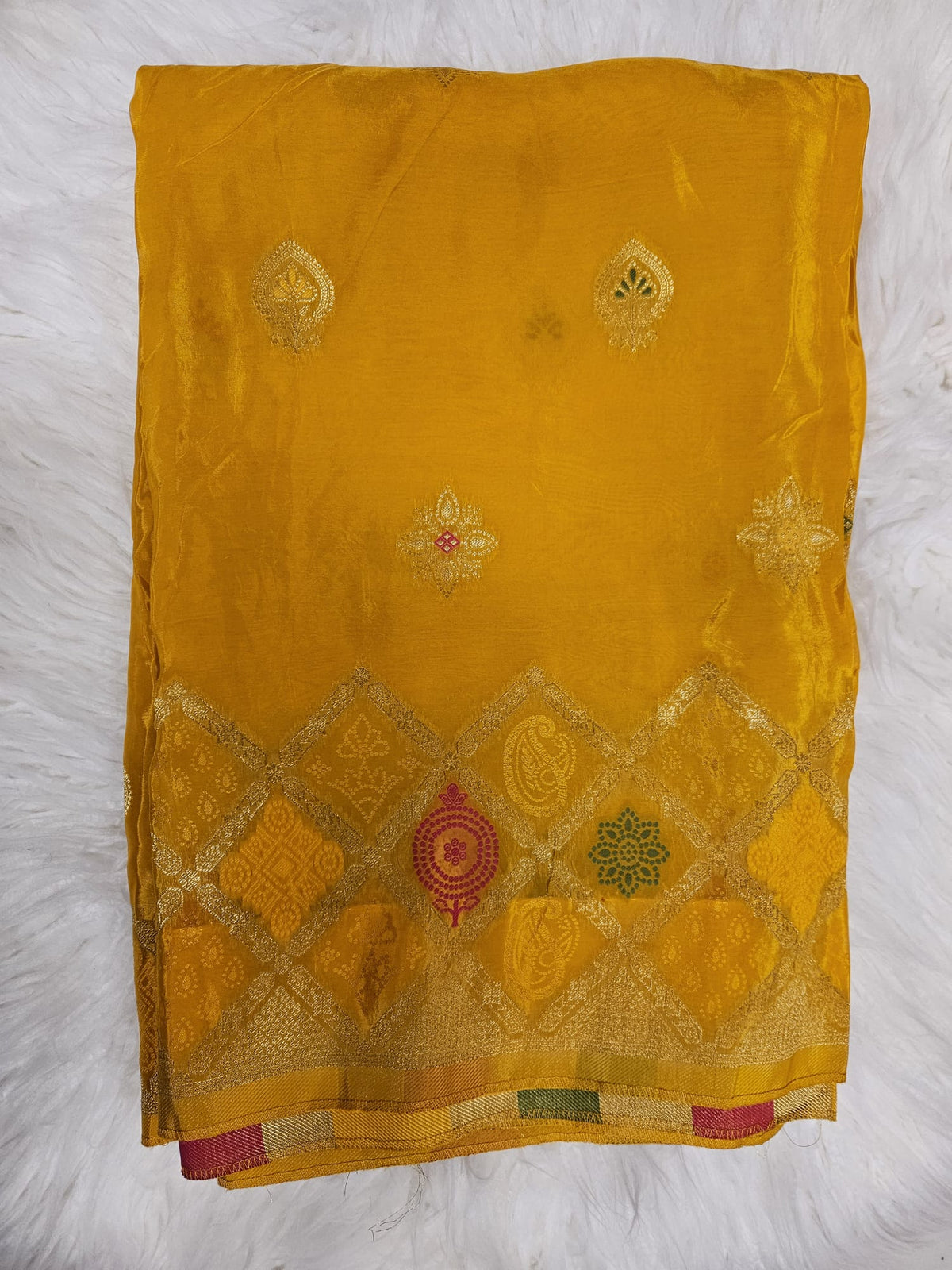 Purple Designer Blouse with Mustard Yellow Banarasi Saree – Traditional Festive Saree Set