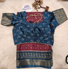 Royal Blue Designer Blouse with Maroon Banarasi Saree – Traditional Silk Saree Set