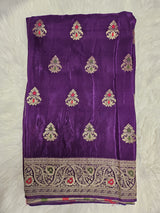 Pink Designer Blouse with Royal Purple Banarasi Saree – Elegant Festive Saree Set