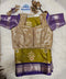 Gold Brocade Blouse with Olive Green & Purple Banarasi Saree – Elegant Traditional Indian Saree Set