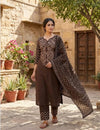 Brown Printed Salwar Suit Set