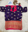 Royal Purple Designer Blouse with Pink Banarasi Saree – Traditional Silk Saree Set