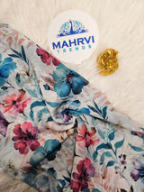 Premium Watercolor Floral Printed Fabric Soft, Elegant & Sparkling