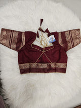 Maroon Designer Blouse with Matching Banarasi Saree – Traditional Woven Saree Set