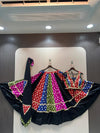 Multicolor Bandhani Navratri Lehenga Choli Set with Black Border