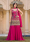Rani Pink Embroidered Palazzo Suit Set with Dupatta