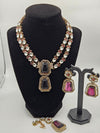 Pink Kundan Necklace Set with Earrings & Maang Tikka