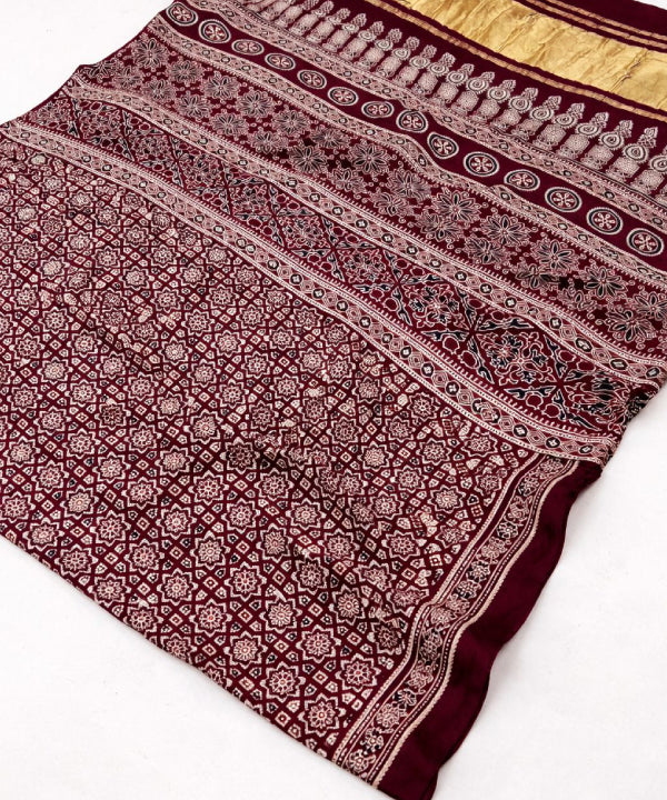 Ajrakh Printed Saree