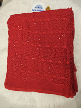 Floral Embroidered Sequin Mesh Lace Fabric | Soft Net Fabric by the Yard | Dress, Saree & Lehenga Material | Multiple Colors