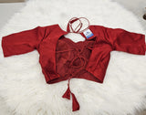 Maroon Silk Designer Blouse with Traditional Printed Saree – Classic Ethnic Saree Set