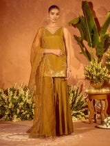 Mustard Embroidered Sharara Set