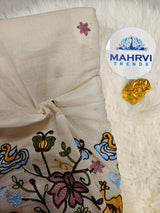 Premium Embroidered Cotton Fabric| Nature-Inspired Border Design | Soft Cotton Fabric for Ethnic & DIY Sewing