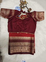 Maroon Designer Blouse with Matching Banarasi Saree – Traditional Woven Saree Set
