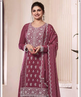 Chinon Embroidered Salwar Suit Set with Dupatta