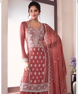 Chinon Embroidered Salwar Suit Set with Dupatta