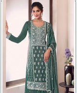 Chinon Embroidered Salwar Suit Set with Dupatta