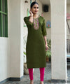 Elegant Cotton Kurti with Intricate Neck Embroidery