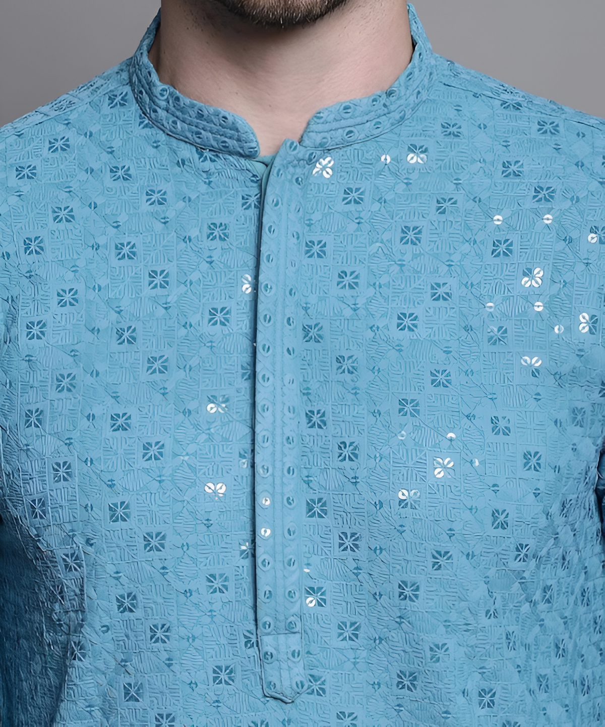 Cotton embroidered sequence kurta pajama