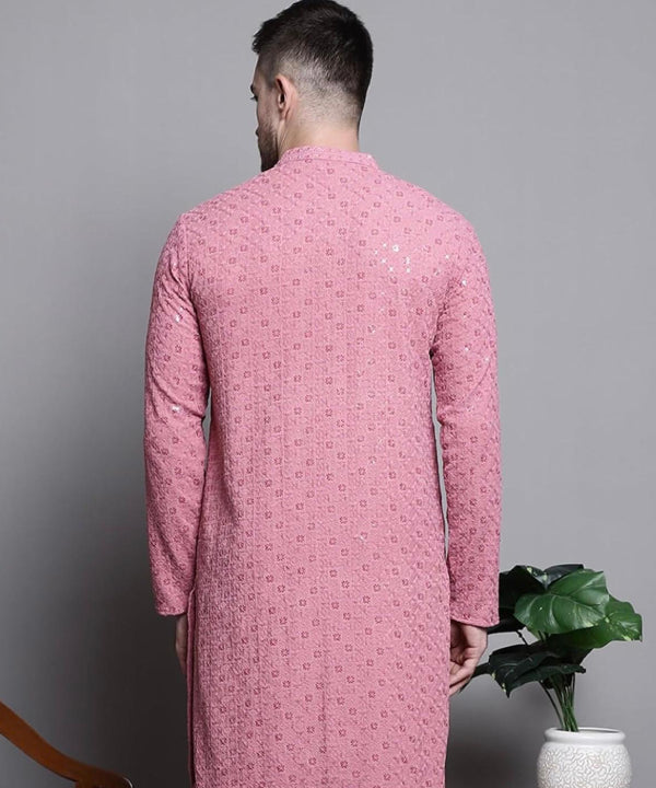 Cotton sequins embroidered kurta pajama