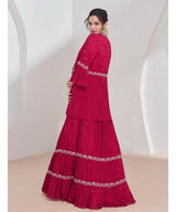 Crimson Elegance Tiered Lehenga Set